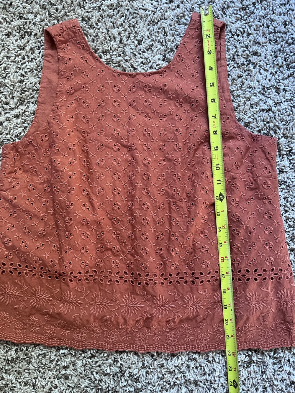 LOFT Womens Rust Terracotta Eyelet Embroidered Cotton Sleeveless Tank Top Small - Picture 5 of 6